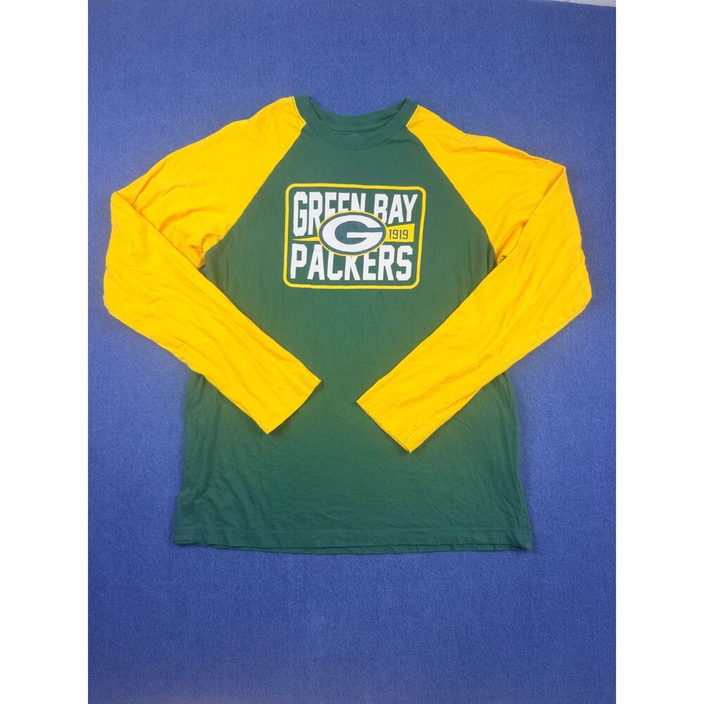Green Bay Packers New Era Men’s Medium Green Gold Raglan Long Sleeve Shirt